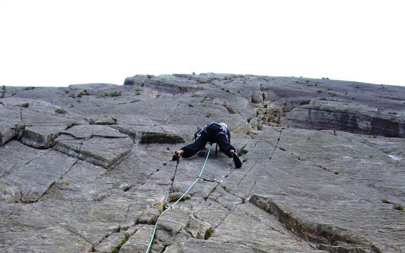 Solo rock climbing